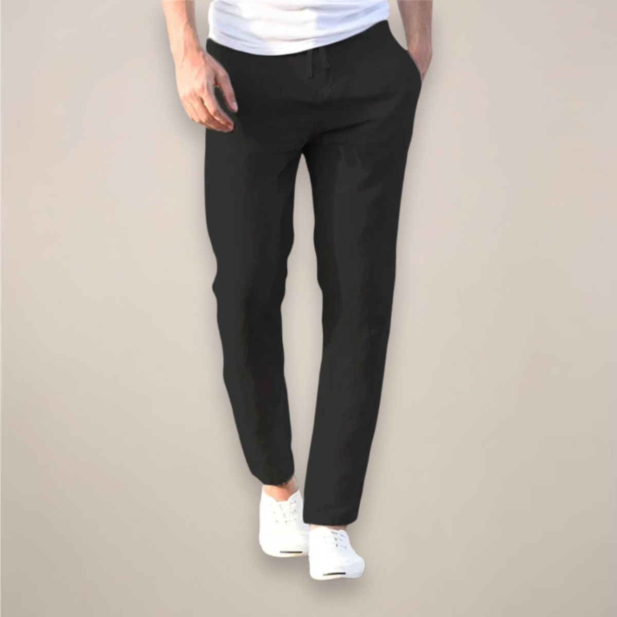 Men's Casual Straight-Leg Linen Trousers | Long