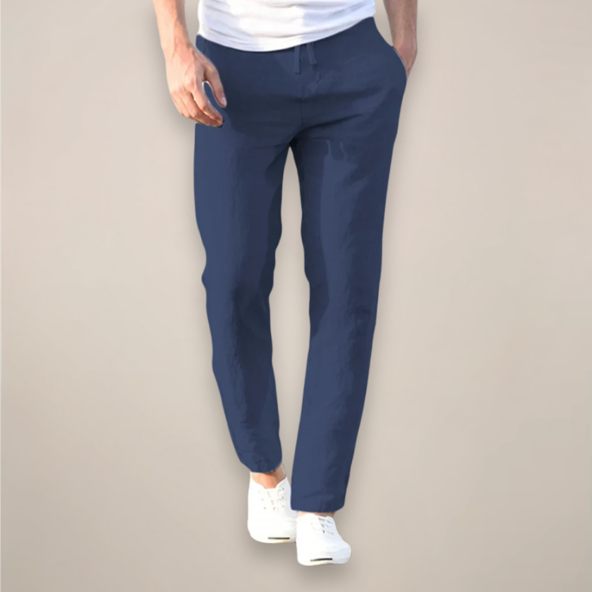 Men's Casual Straight-Leg Linen Trousers | Long