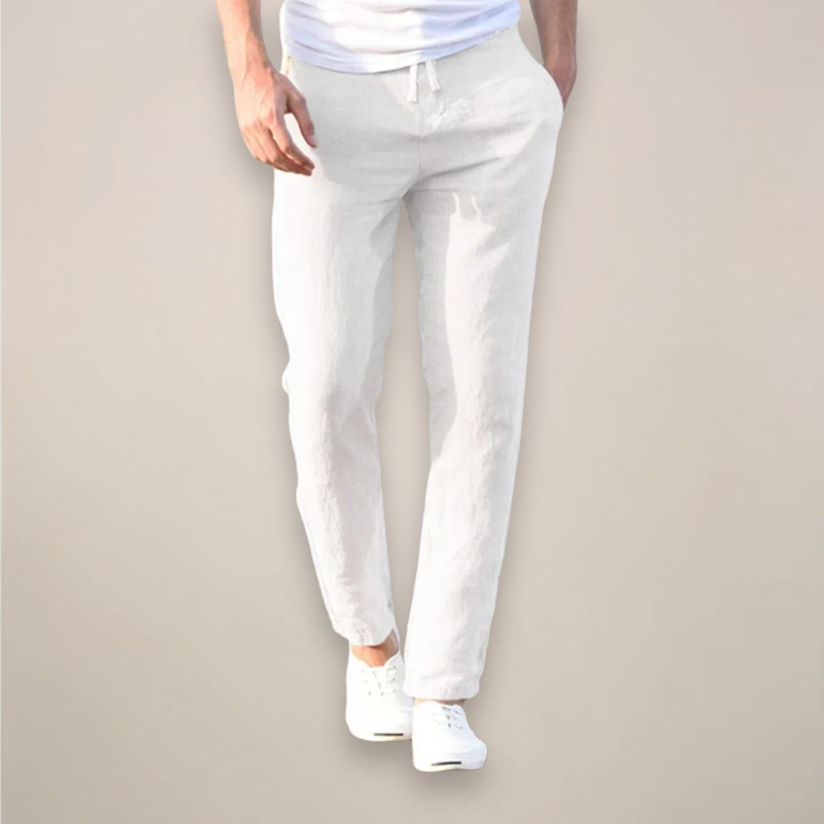 Men's Casual Straight-Leg Linen Trousers | Long