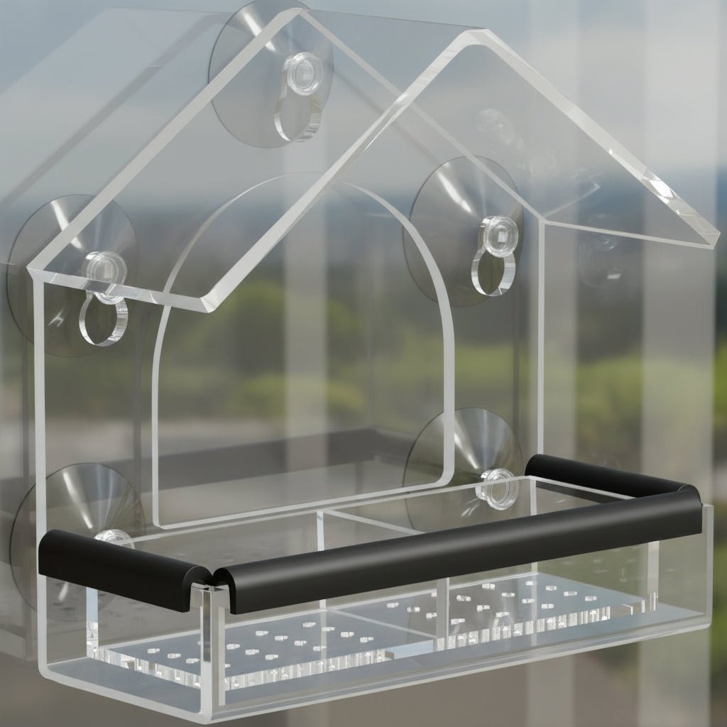 Acrylic Window Bird Feeder with Strong Suction Cups for Close Observation