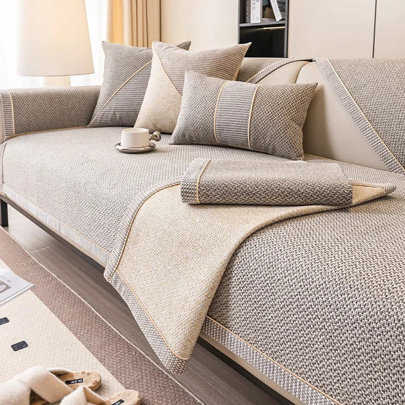 Cotton Linen Sofa Throw for Furniture Protection and Everyday Comfort