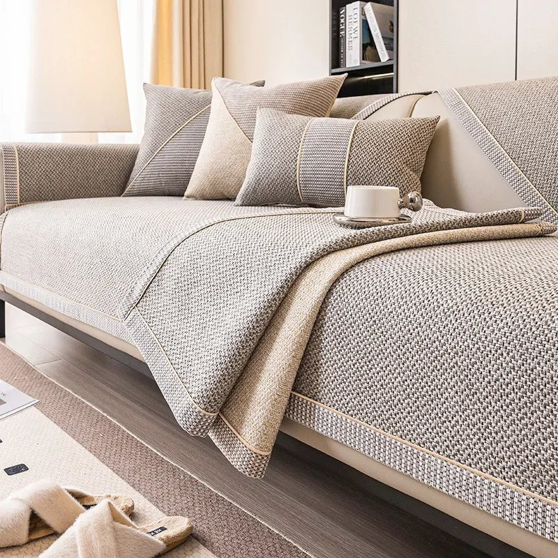 Cotton Linen Sofa Throw for Furniture Protection and Everyday Comfort