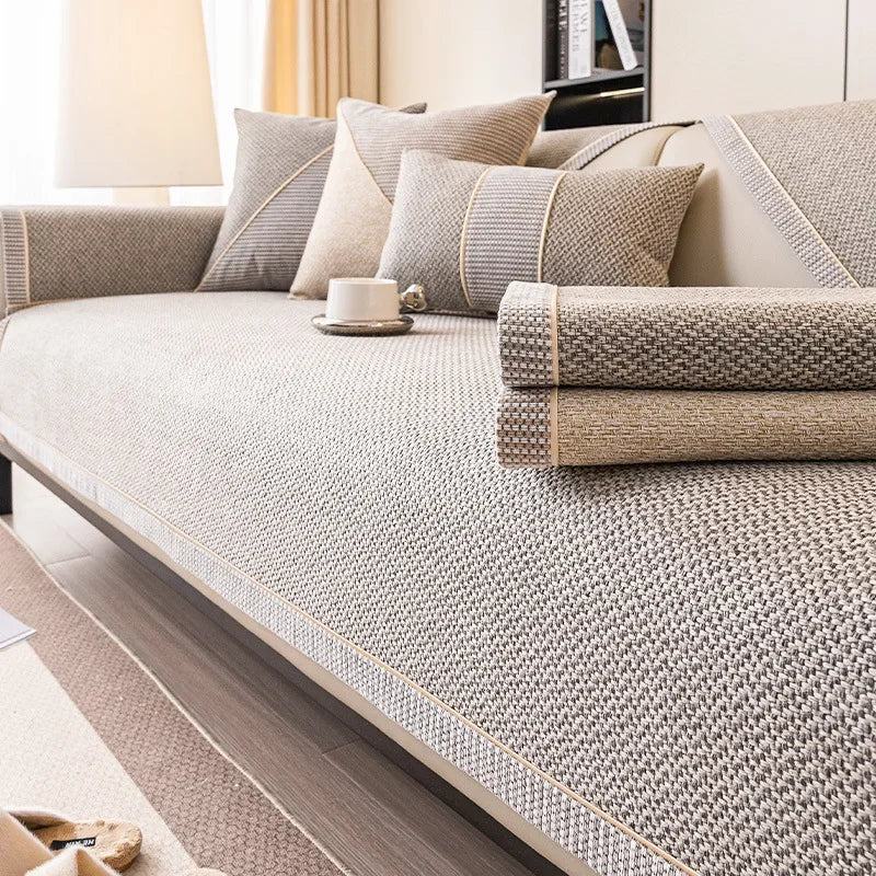 Cotton Linen Sofa Throw for Furniture Protection and Everyday Comfort