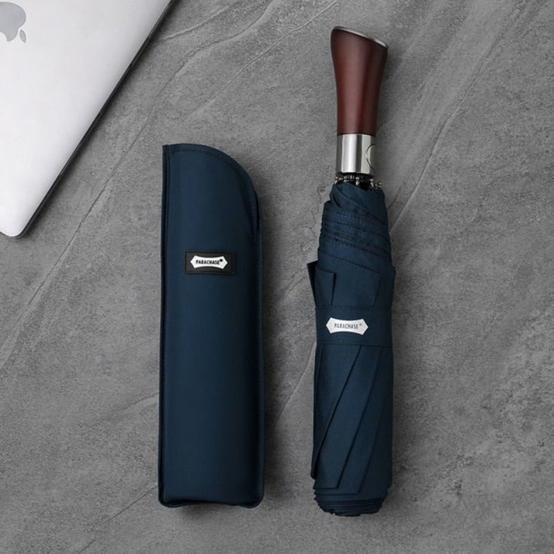 Auto-Open Umbrella with Elegant Wooden Handle