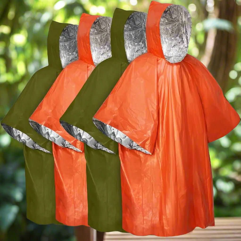 Reusable Emergency Rain Poncho with Hood for Outdoor Protection