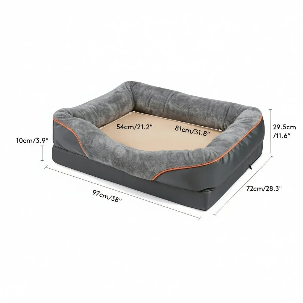 Waterproof Orthopedic Dog Bed with Elevated Pillow & Memory Foam Support