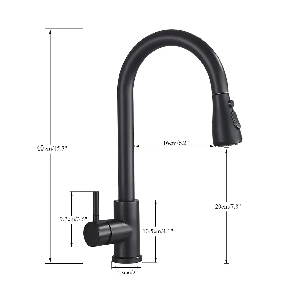 Pull-Out Faucet with Single Lever Mixer – Flexible Faucet with Shower Function, High Quality Stainless Steel, Ideal for Modern Kitchens, Easy Installation