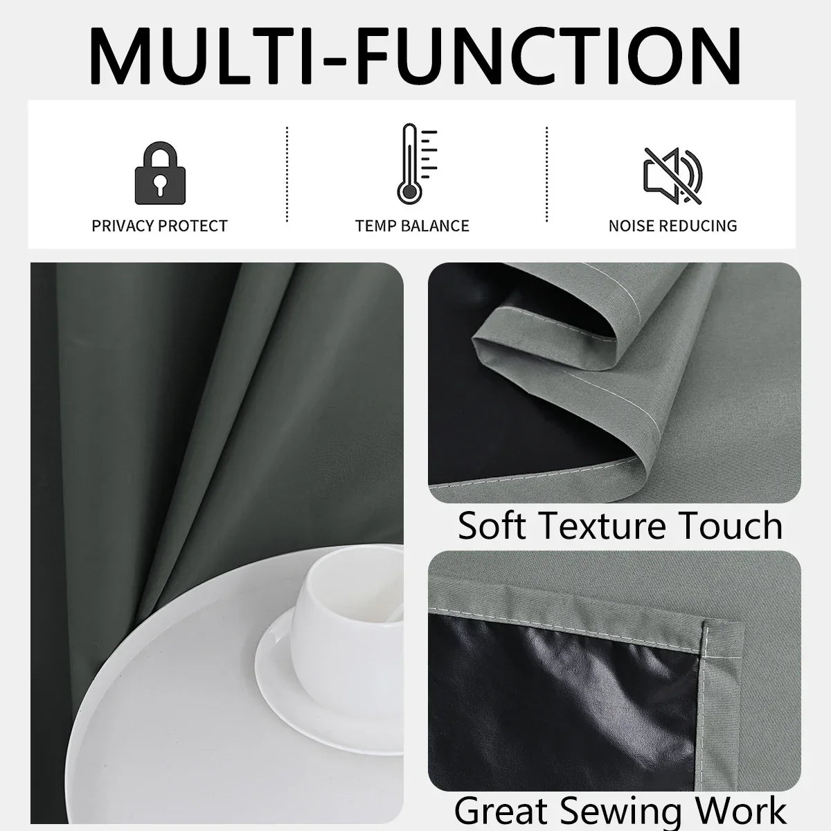 Modern 100% Blackout Curtains with Coated Lining for Bedroom & Living Room