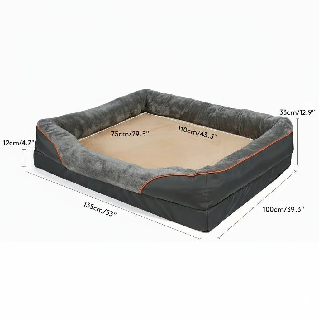 Waterproof Orthopedic Dog Bed with Elevated Pillow & Memory Foam Support