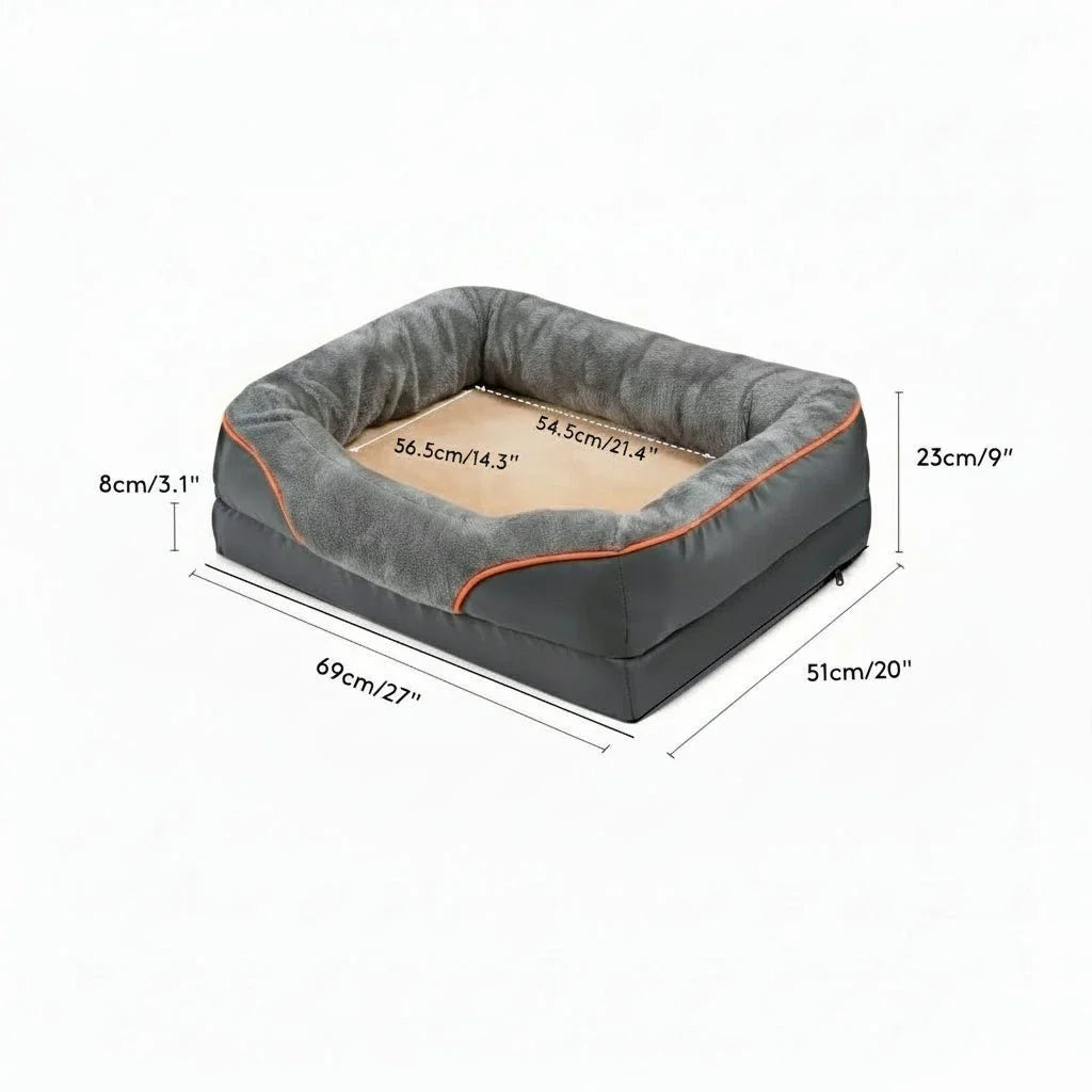 Waterproof Orthopedic Dog Bed with Elevated Pillow & Memory Foam Support