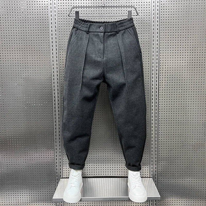 Men's Elegant Melange Trousers | Long