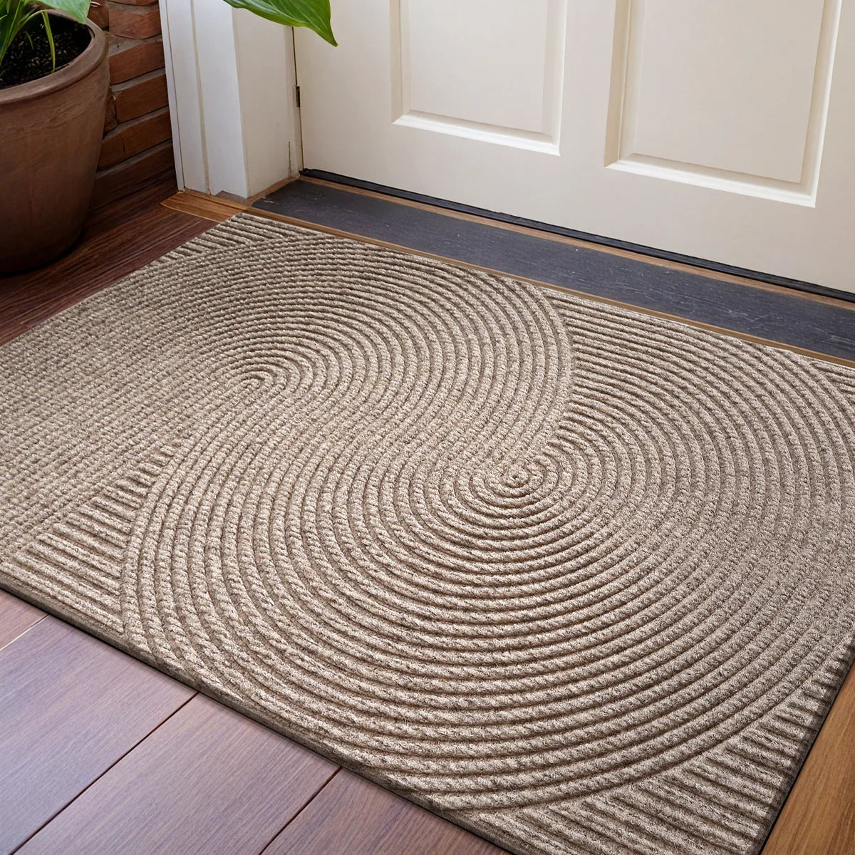 3D Groove Doormat Made of Durable Polyester with Non-Slip Design for Indoor and Outdoor Use