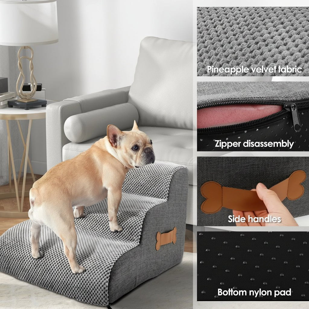 Soft Dog Steps for Bed with Joint-Friendly Incline