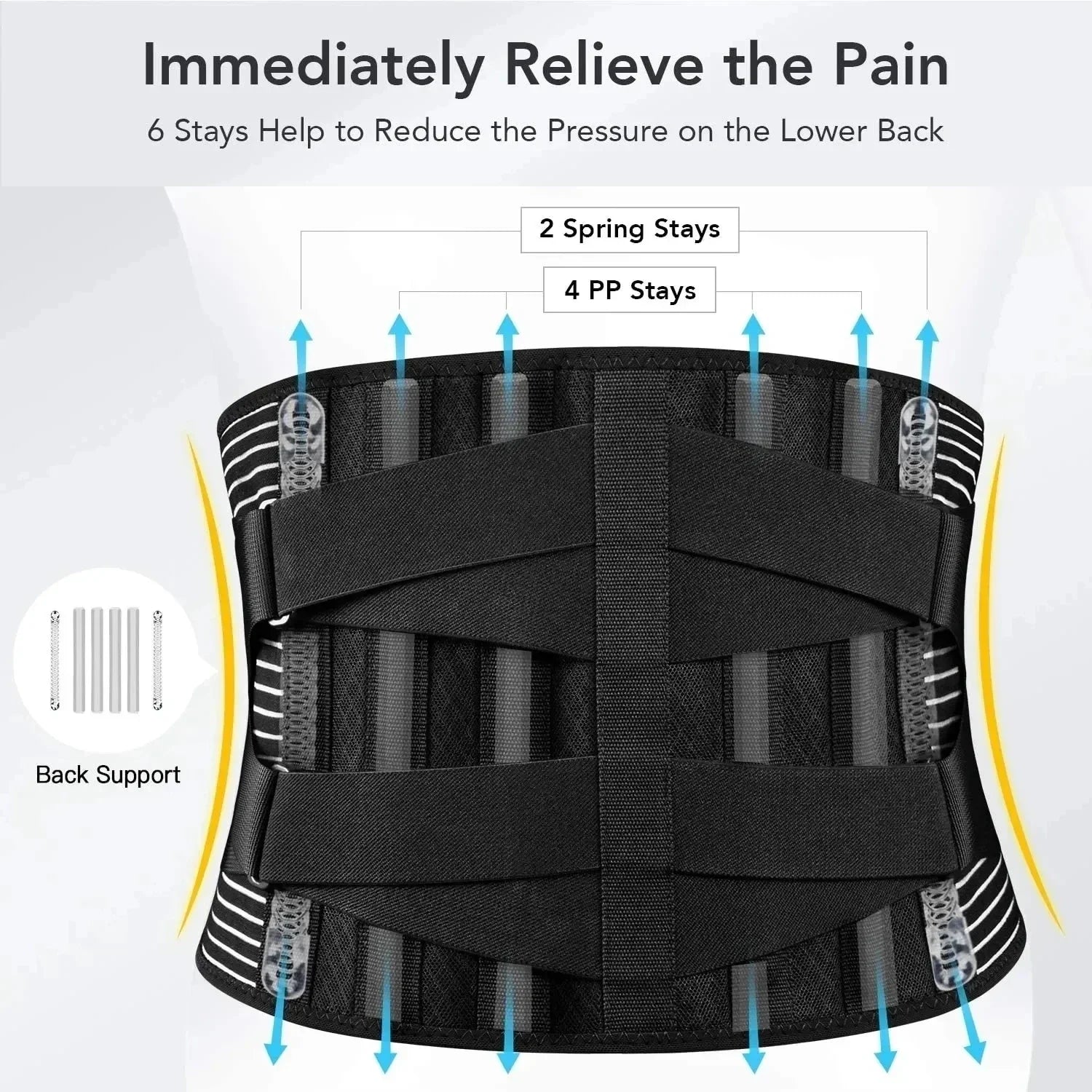 360° Lumbar Support Back Belt | Memory Aluminum & Steel Springs | Breathable & Discreet Under Clothing