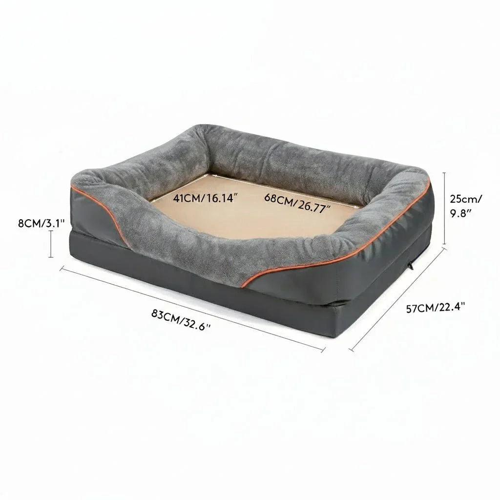 Waterproof Orthopedic Dog Bed with Elevated Pillow & Memory Foam Support
