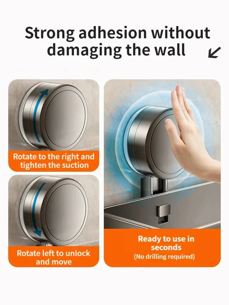 Drill-Free Suction Cup Bathroom Shelf with Drip Tray