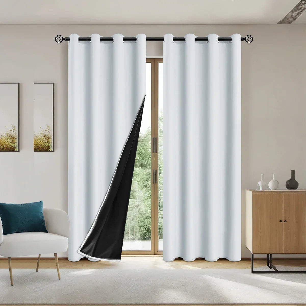 Modern 100% Blackout Curtains with Coated Lining for Bedroom & Living Room