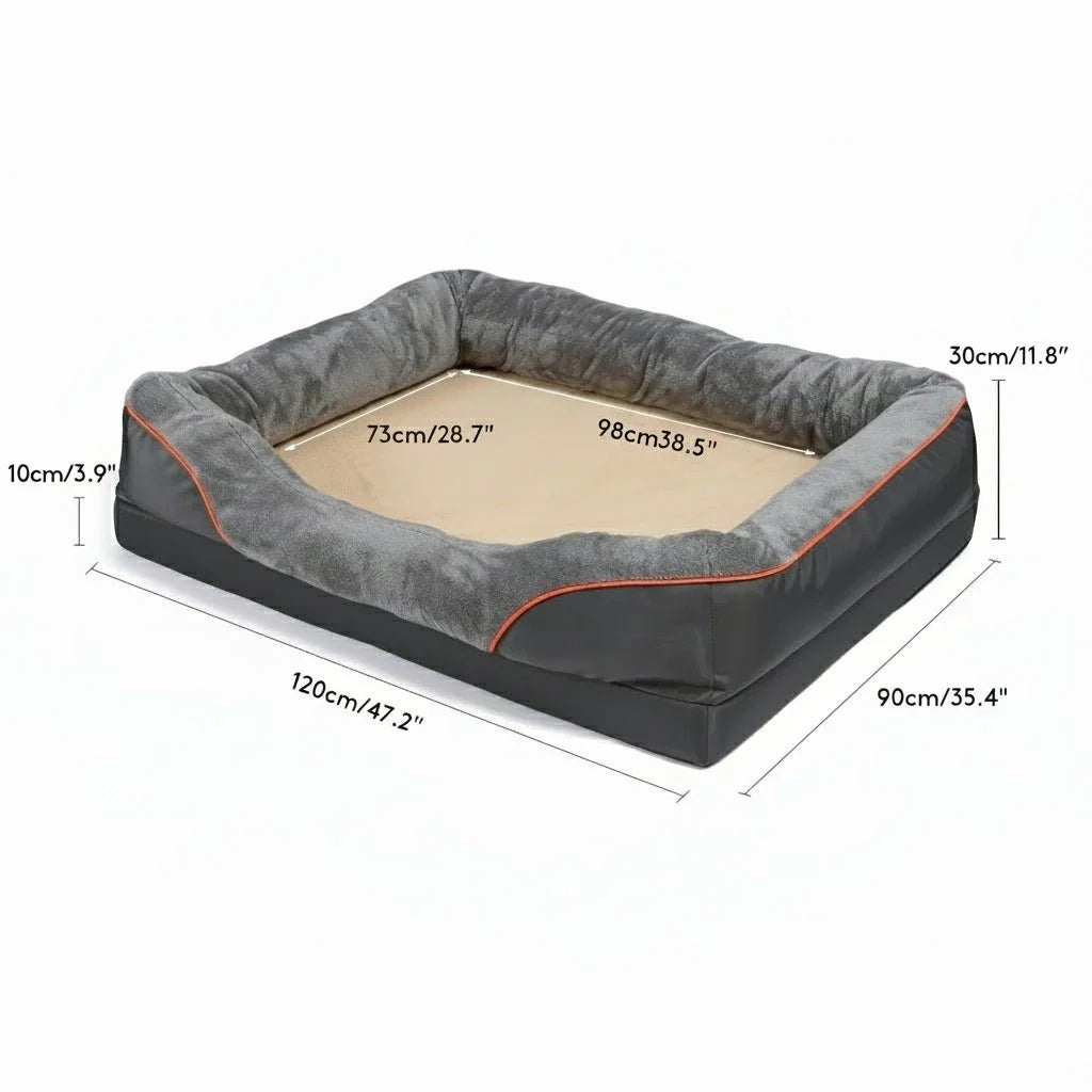 Waterproof Orthopedic Dog Bed with Elevated Pillow & Memory Foam Support