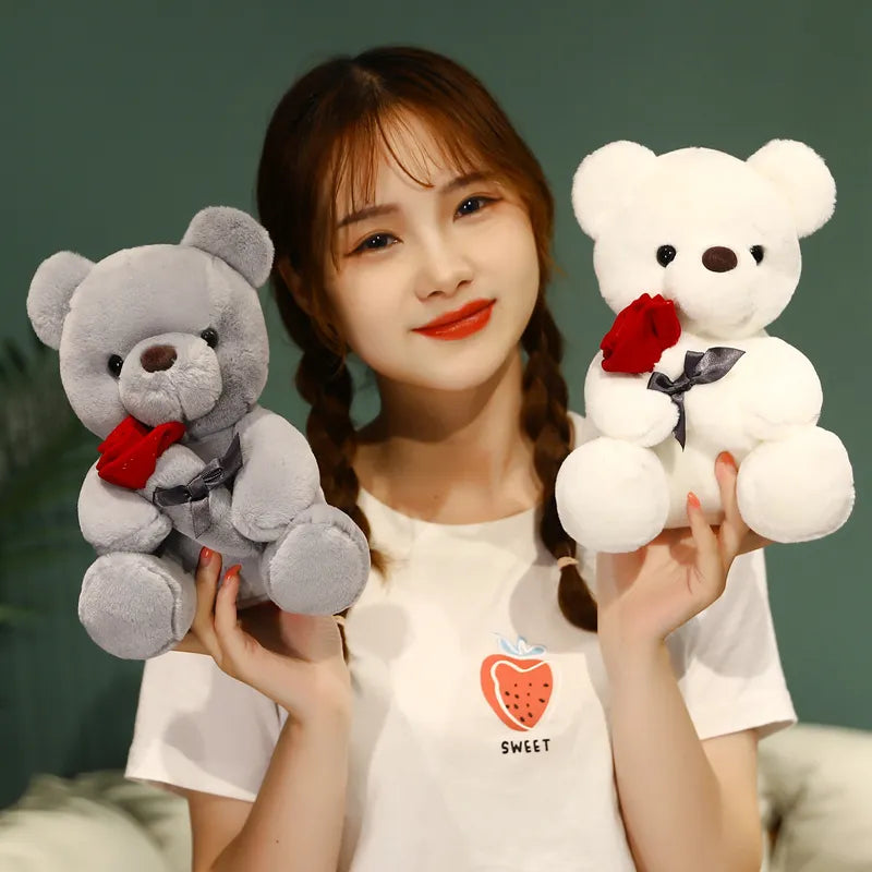 Love Hug Teddy Bear with Rose