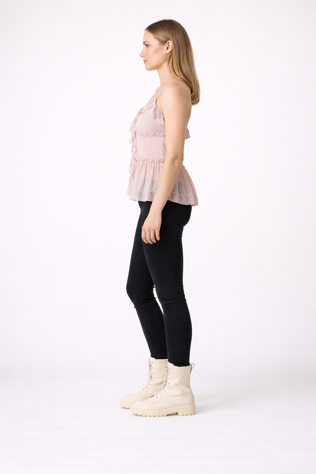 Women's Layered Semi Sheer Embellished Cami Top
