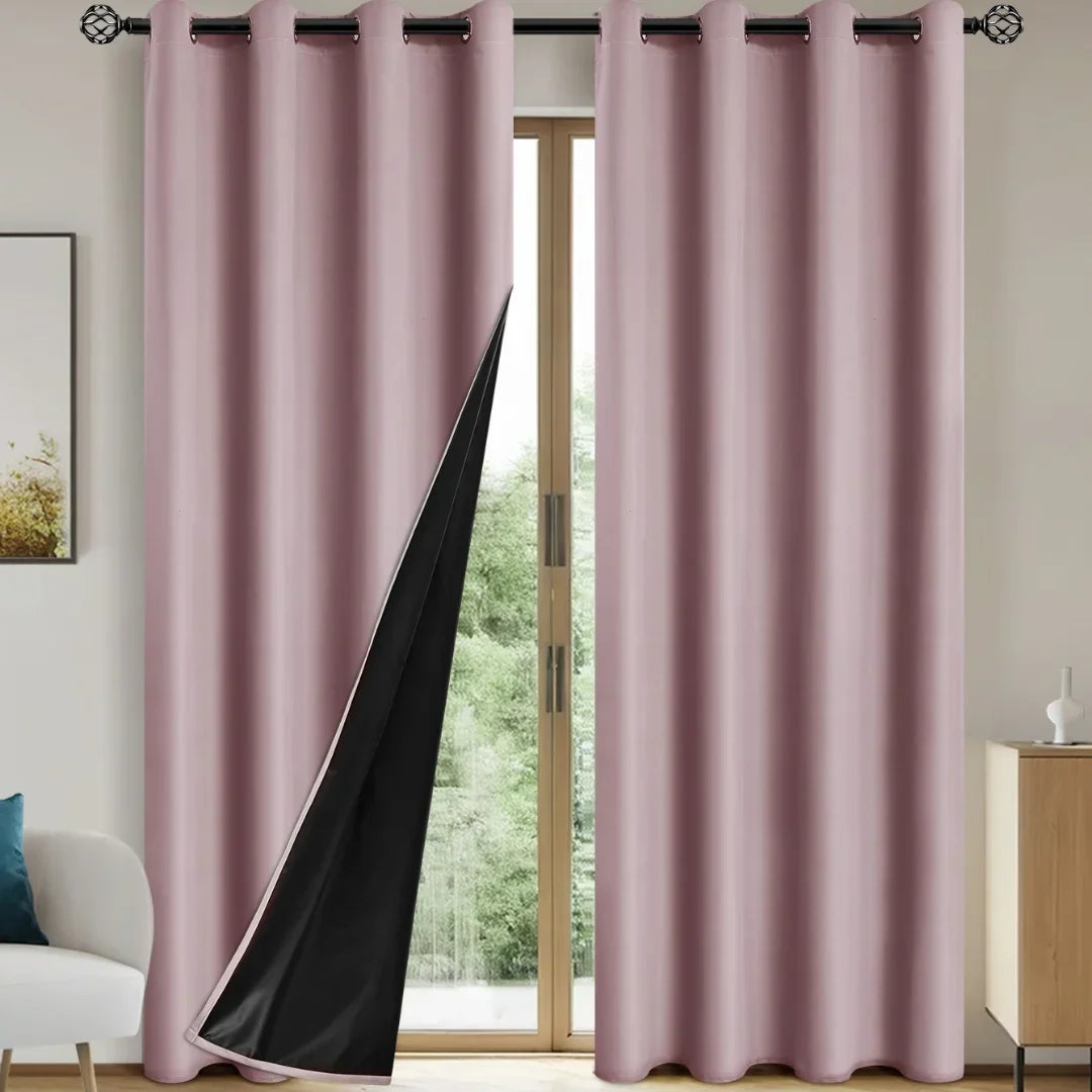 Modern 100% Blackout Curtains with Coated Lining for Bedroom & Living Room