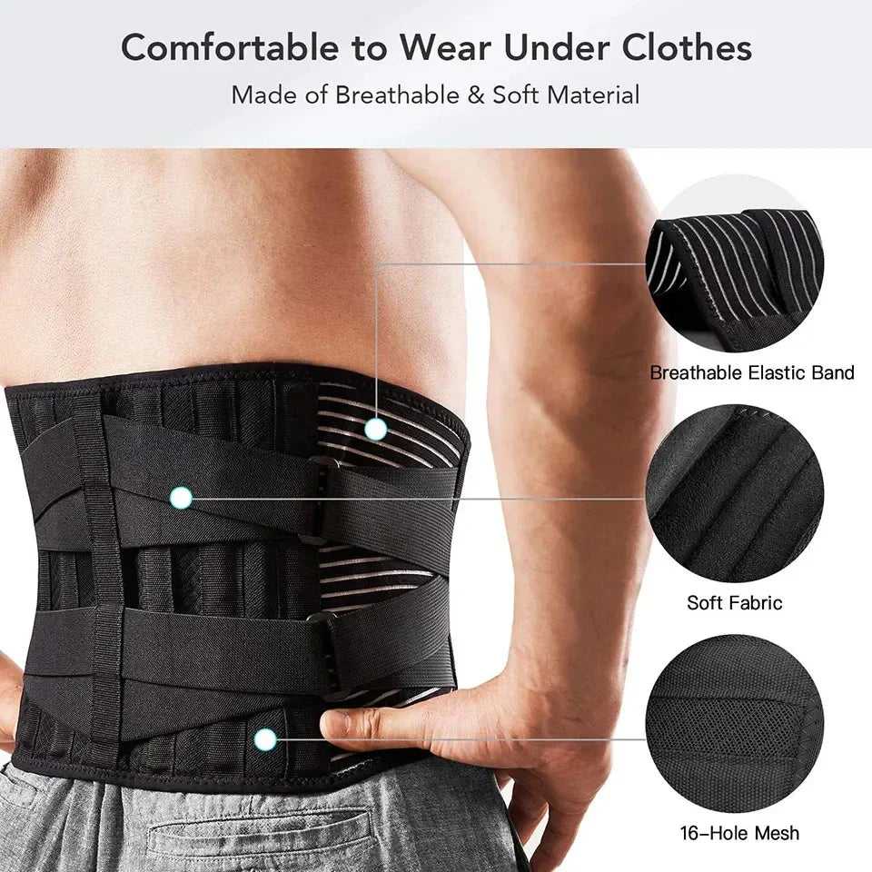 360° Lumbar Support Back Belt | Memory Aluminum & Steel Springs | Breathable & Discreet Under Clothing