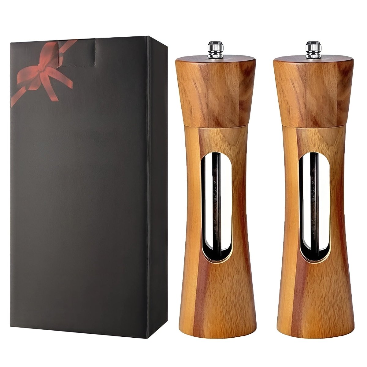Elegant Wooden Salt and Pepper Mills with Adjustable Grinder for Precise Seasoning Control and Timeless Kitchen Aesthetics