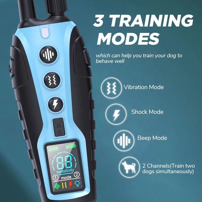 Waterproof Electric Shock Collar with Long Range, 2000 m Control and 99 Levels