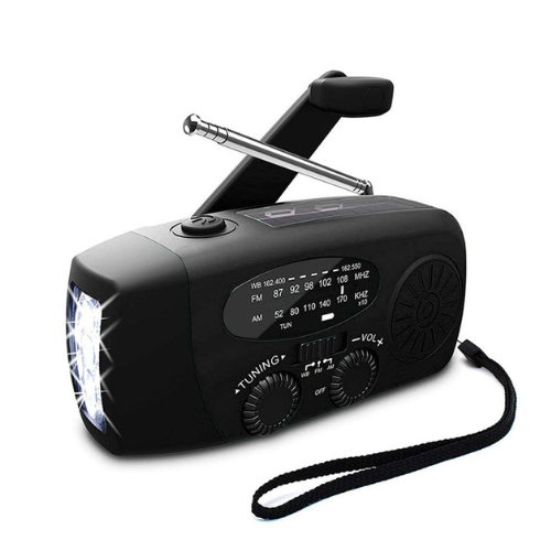 Self-Powered Emergency Radio – Hand Crank, Solar, Flashlight & Power Bank – FM/AM Radio, Essential for Disasters and Emergencies