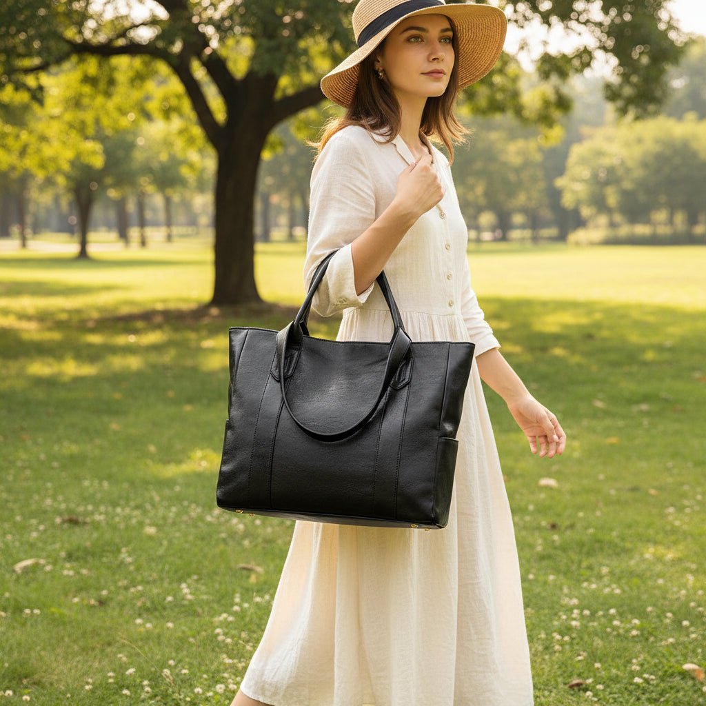 Elegant Leather Shoulder Bag with Retro Touch and Smooth Surface