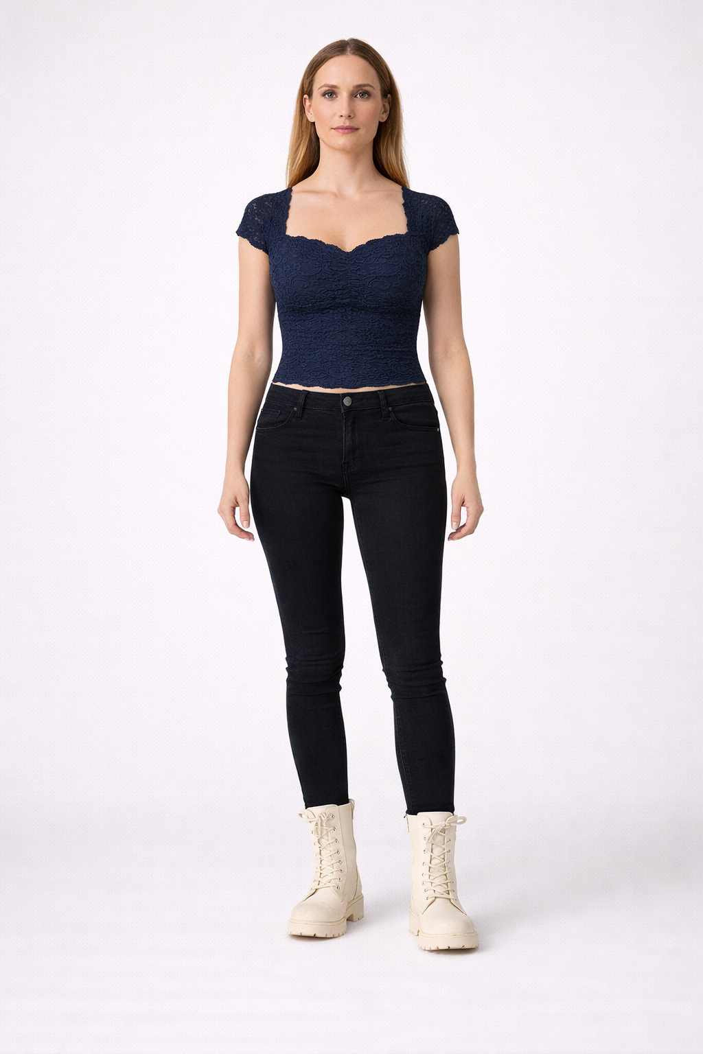 Women's Lace Detail Short Sleeve Top
