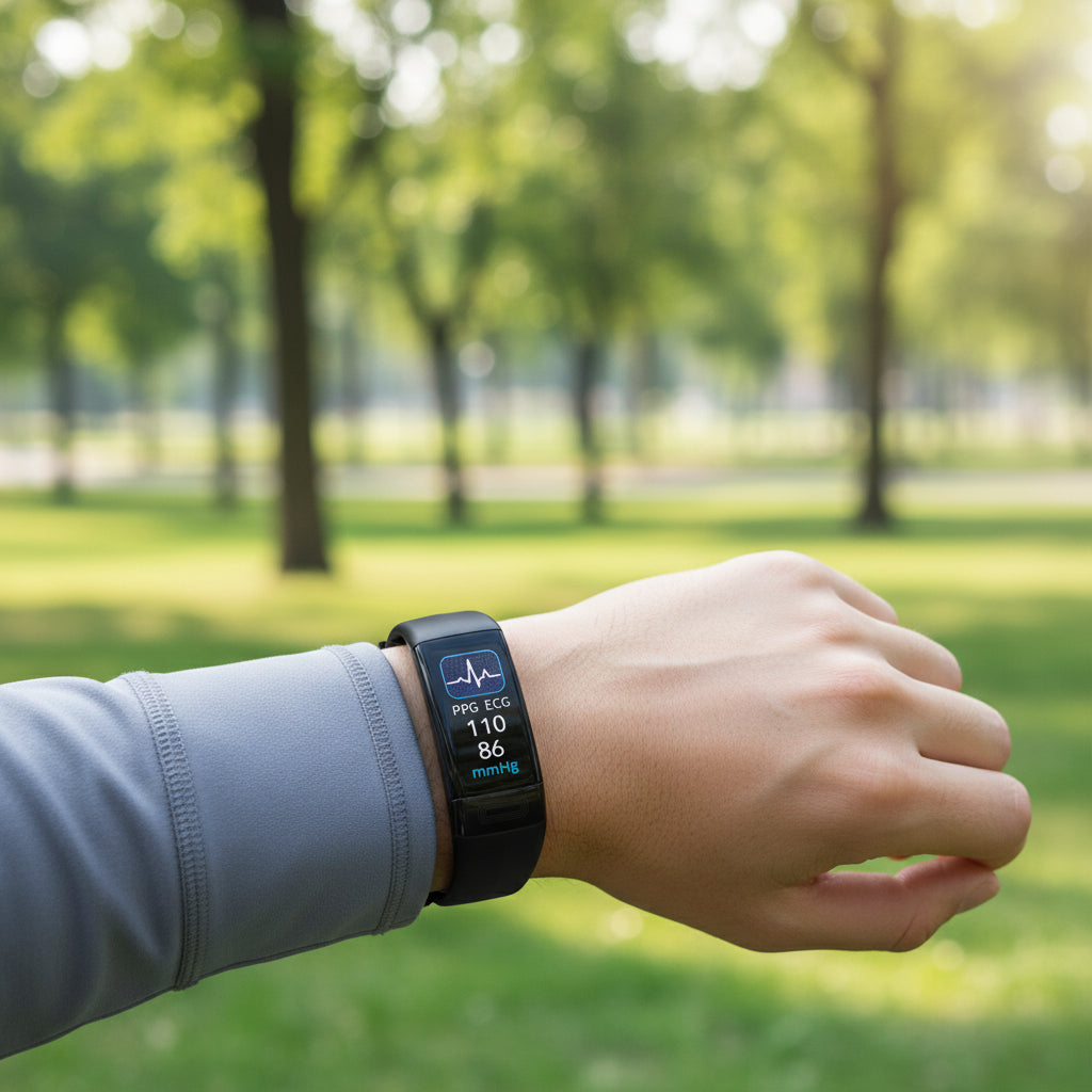 Smart Fitness Bracelet with ECG, Blood Pressure, and Heart Rate Monitoring for Daily Health Tracking
