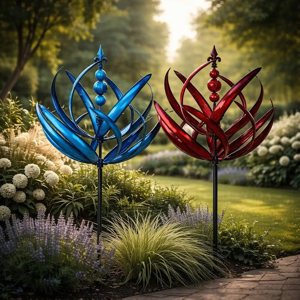 Lotus-Shaped Metal Weather Vane | Rust-Resistant Wind Spinner