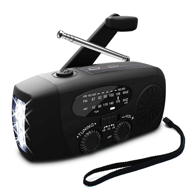 Self-Powered Emergency Radio – Hand Crank, Solar, Flashlight & Power Bank – FM/AM Radio, Essential for Disasters and Emergencies