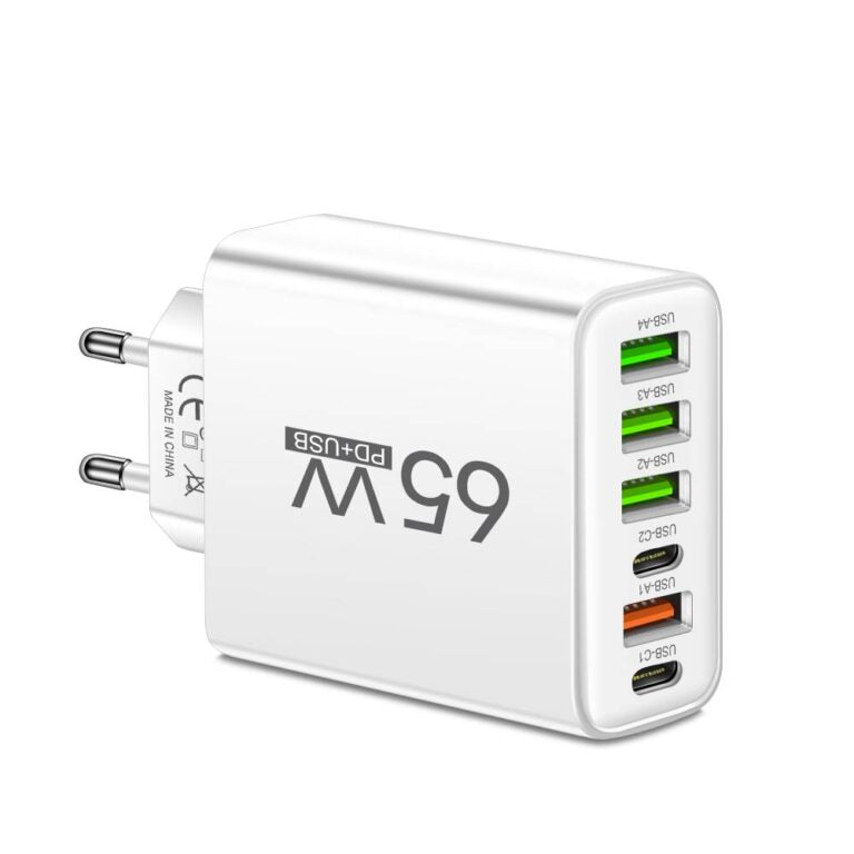 65W 6-in-1 Fast Charger – Charge Up to 6 Devices at Once – Perfect for Home, Office, and Travel