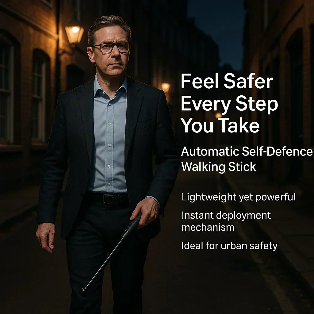 Self-Defense Walking Stick with Anti-Slip Grip and Automatic Features