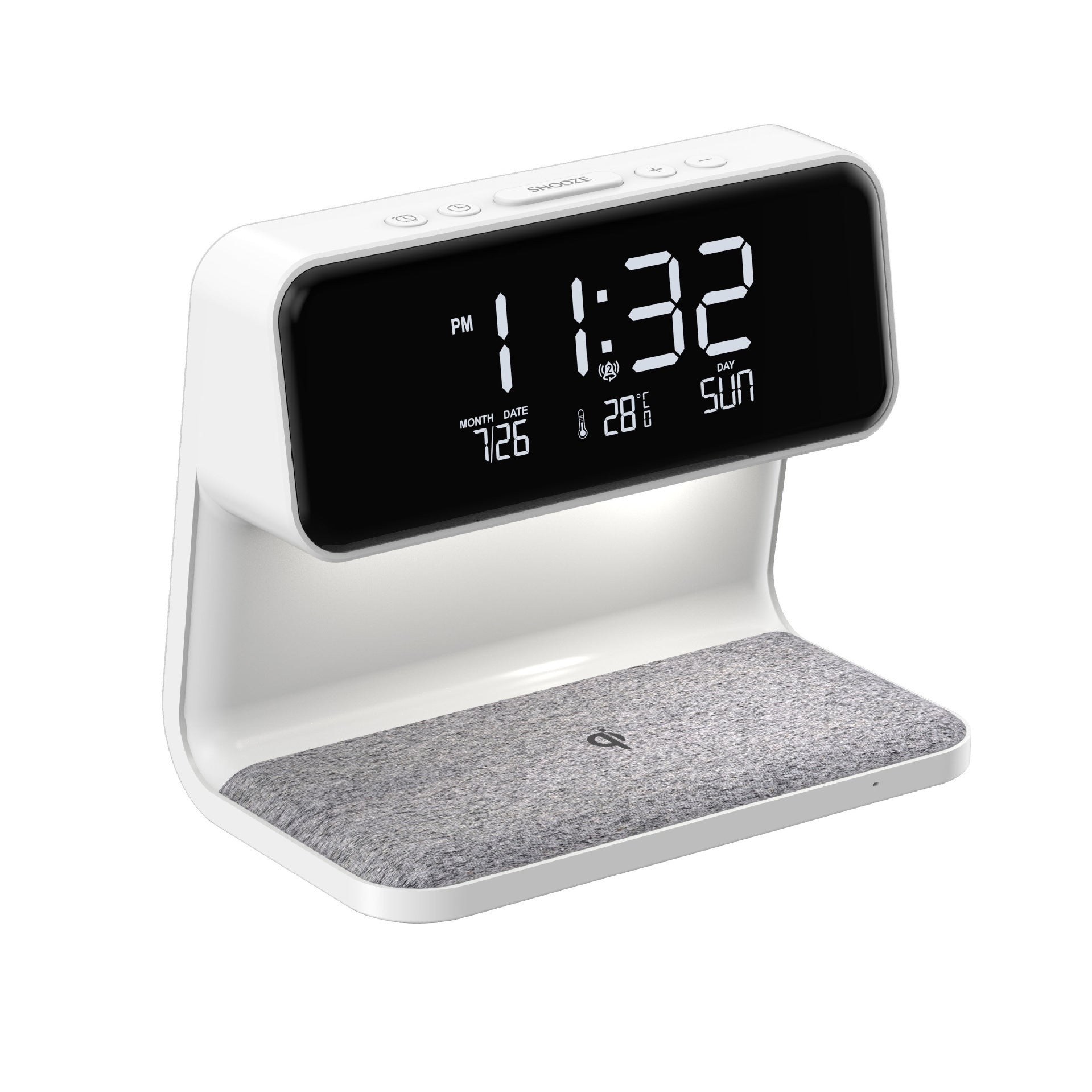 3-in-1 Bedside Lamp with Wireless Charging – LCD Alarm Clock & Touch Dimmable LED Table Light