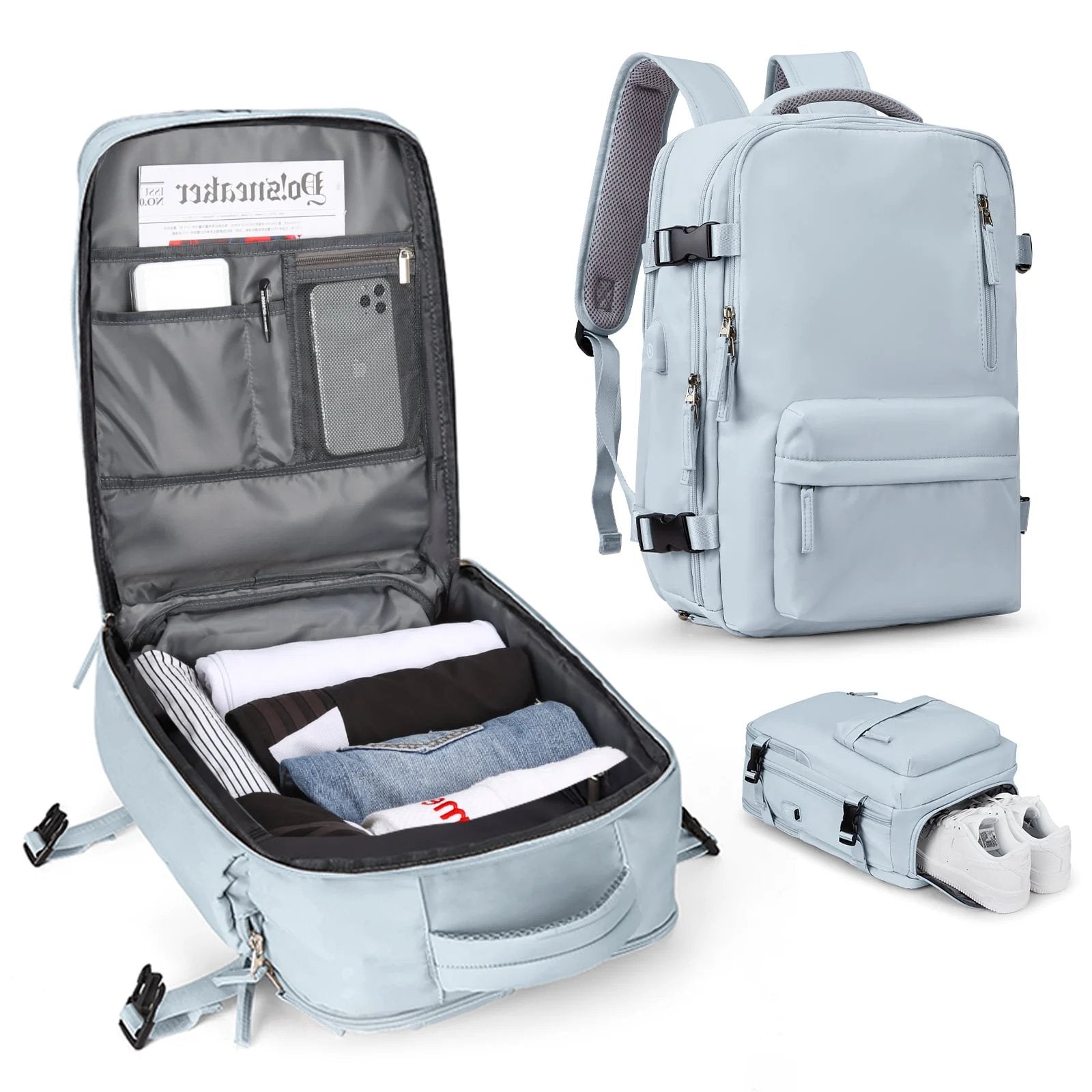 Women's 35L Travel Backpack | Waterproof with USB Port | Anti-Theft Design & Shoe Compartment | Ideal for Hiking, Daily Use & Travel