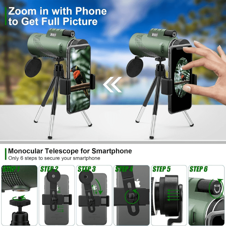 Compact 600x Ultra-Zoom Monocular Telescope