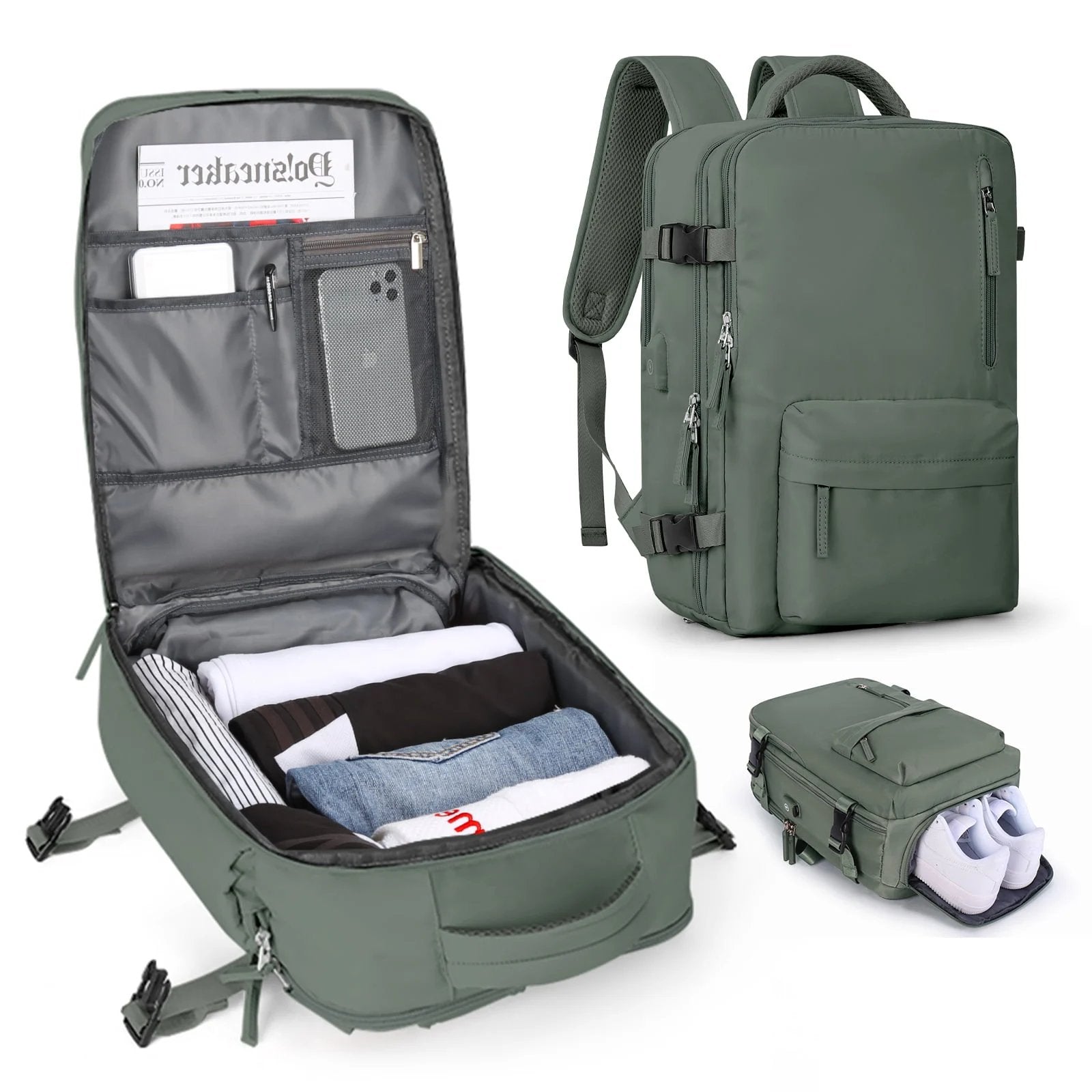 Women's 35L Travel Backpack | Waterproof with USB Port | Anti-Theft Design & Shoe Compartment | Ideal for Hiking, Daily Use & Travel