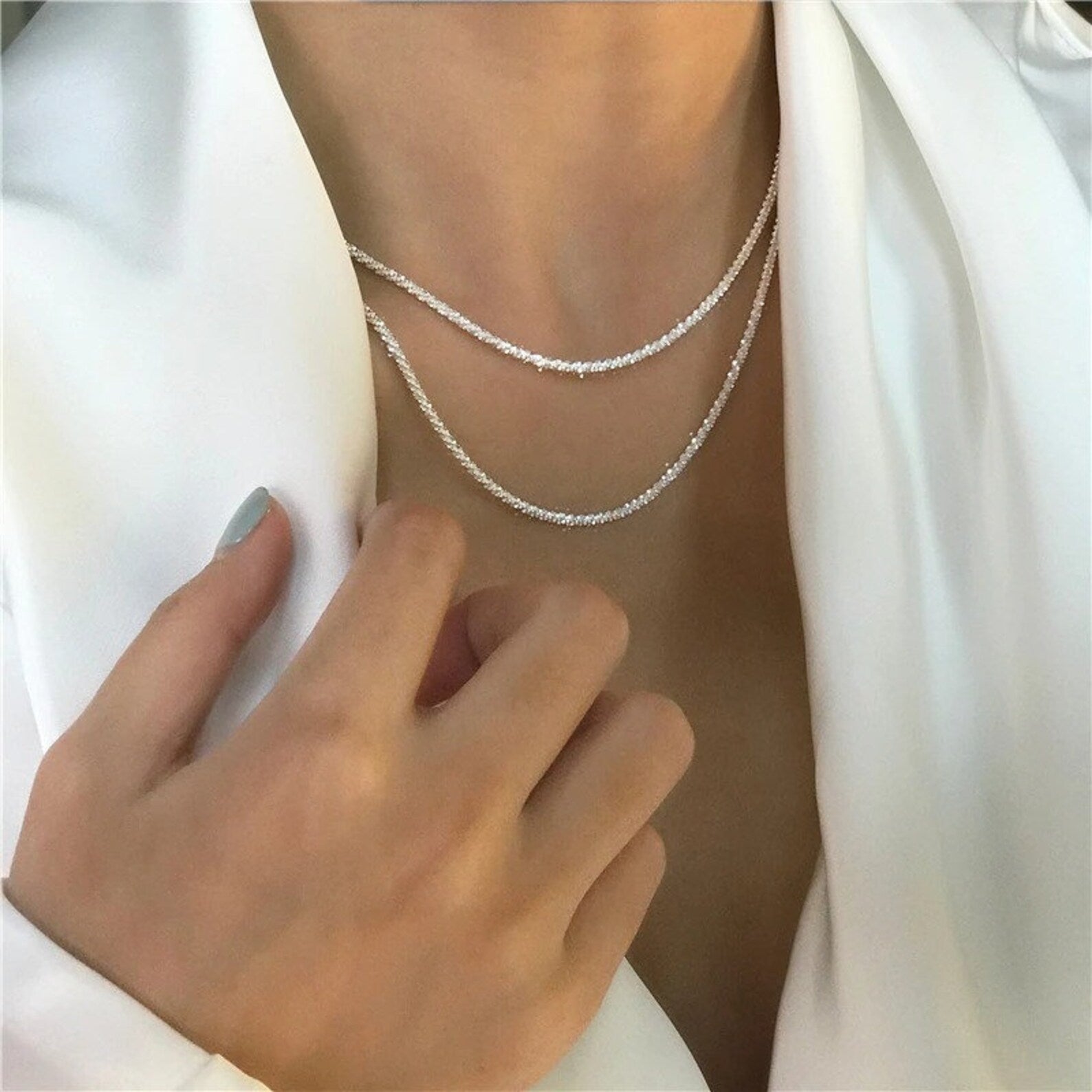 Silver Star Light Necklace Set