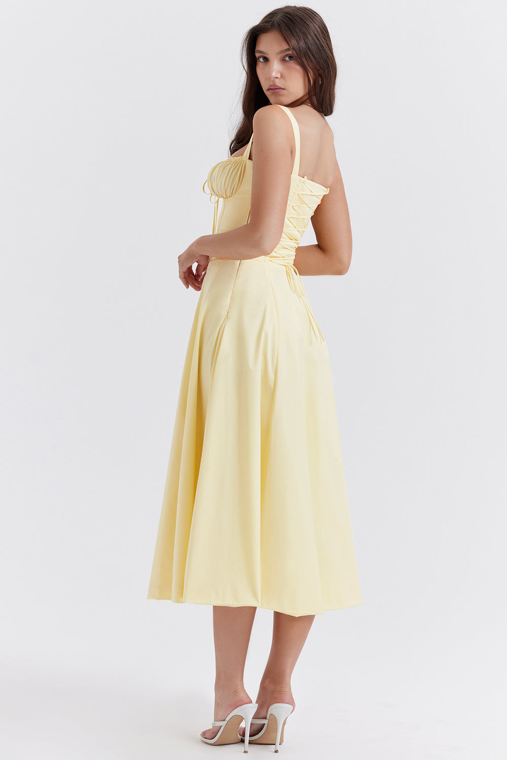 Tailored Bustier Dress with Modern Spring Floral Print