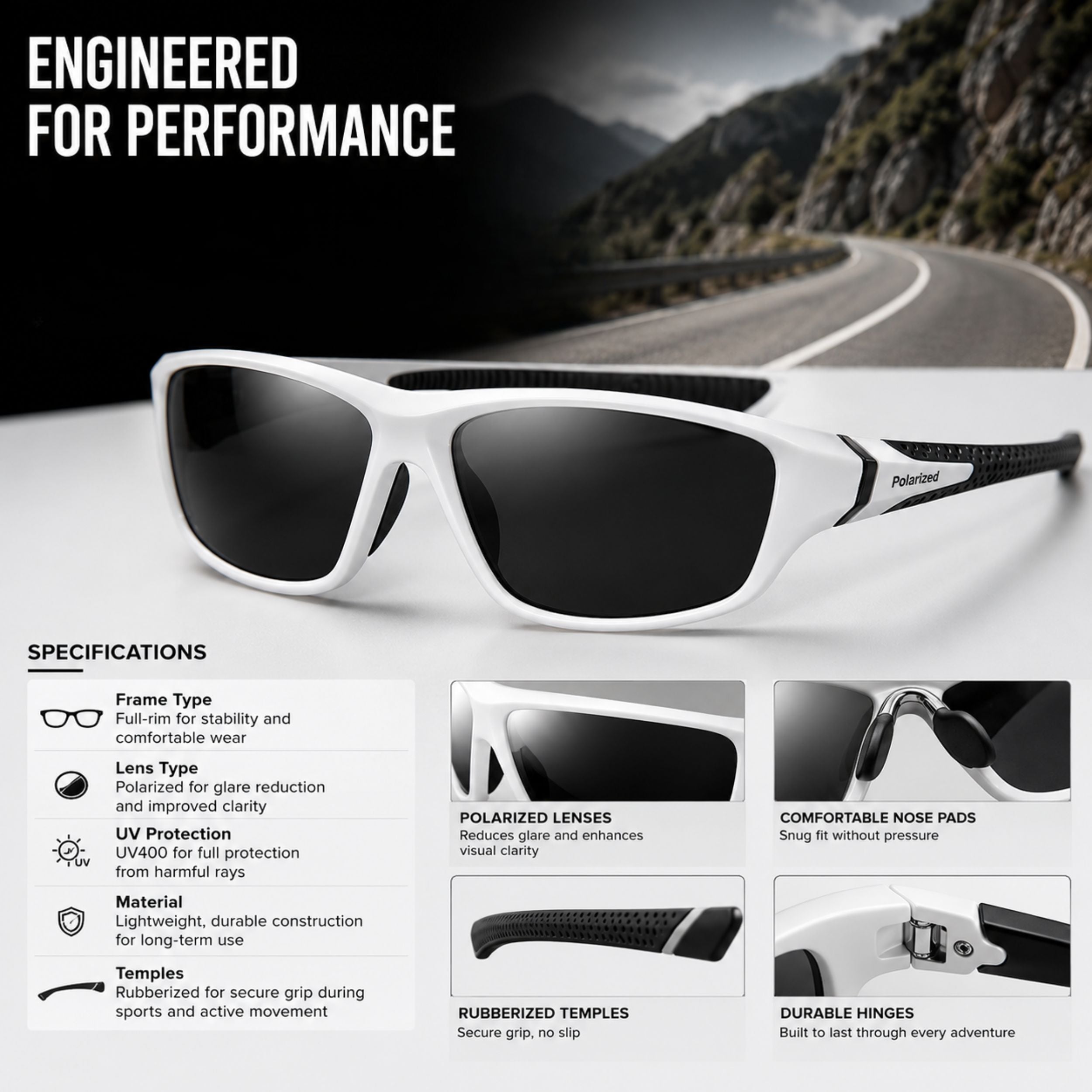 Polarized Sport Sunglasses with UV400 Protection