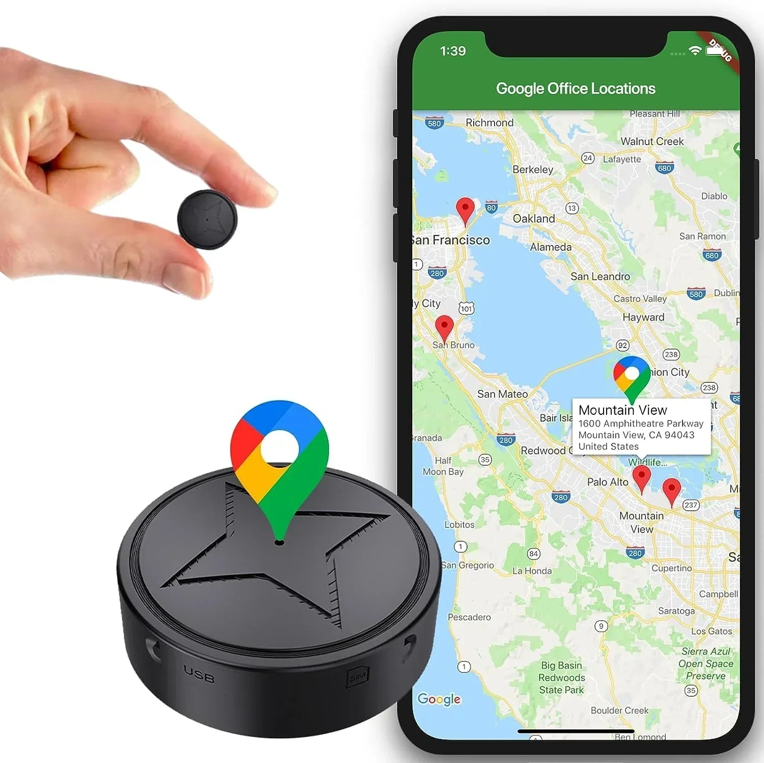 Compact Magnetic GPS Tracker – Real-Time Tracking for Vehicles, Pets, and Valuables – USB Rechargeable