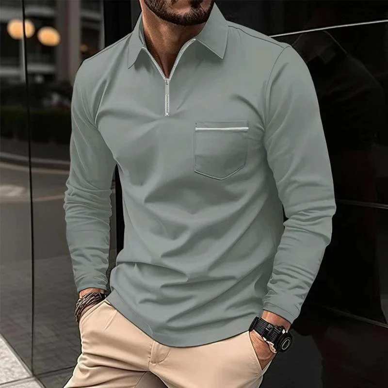 Men's Long Sleeve Polo Shirt | Zipper