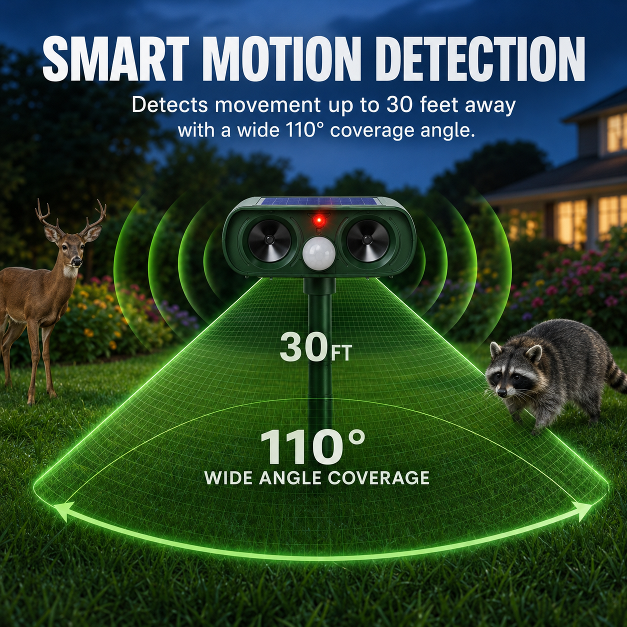 Solar Motion Animal Deterrent for Humane Garden Protection