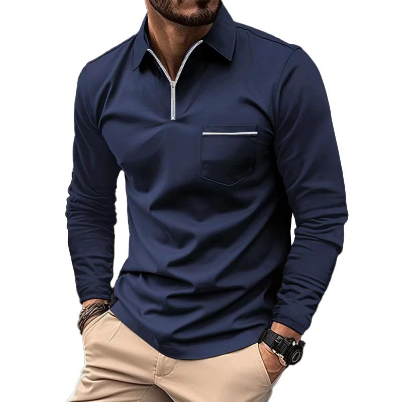 Men's Long Sleeve Polo Shirt | Zipper