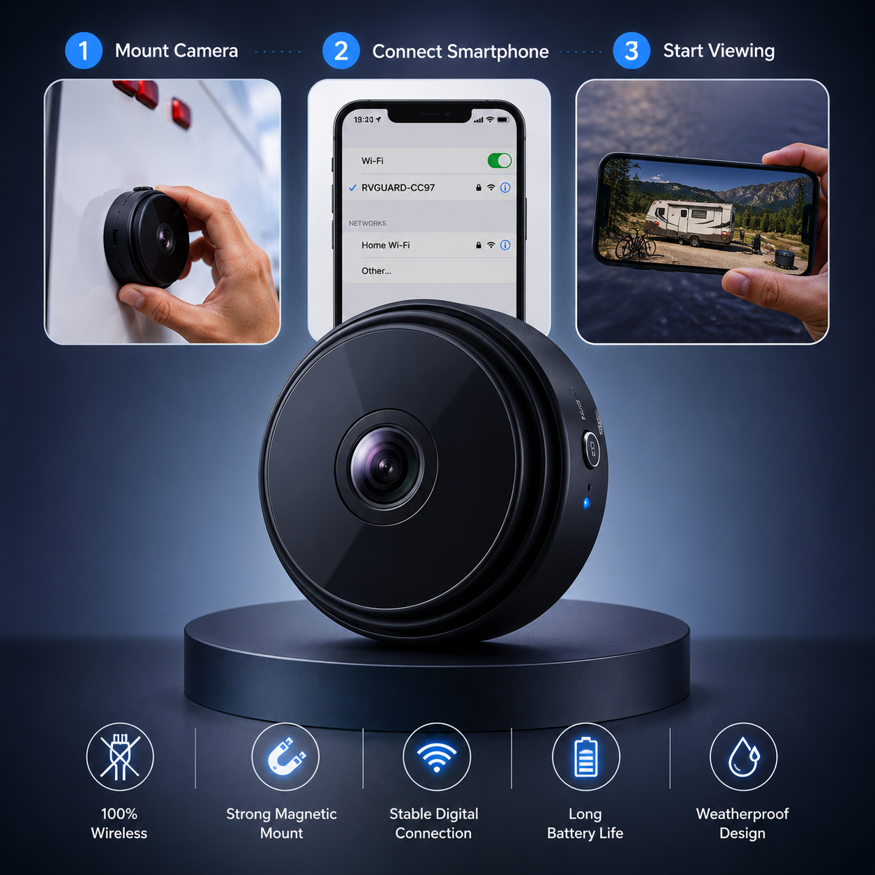Wireless Backup Camera with Night Vision and Motion Detection