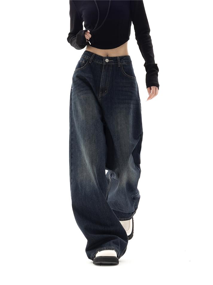 Dark Blue 90s Vintage Baggy Boyfriend Jeans