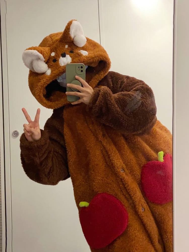 Snuggly Red Panda Cartoon Pajama Set for Ultimate Sleep and Comfort